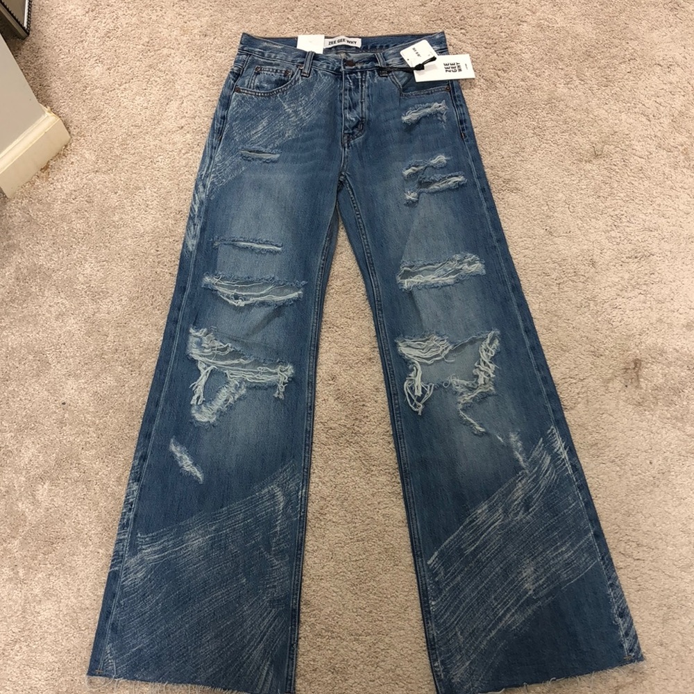 Wide Leg Ripped Jeans